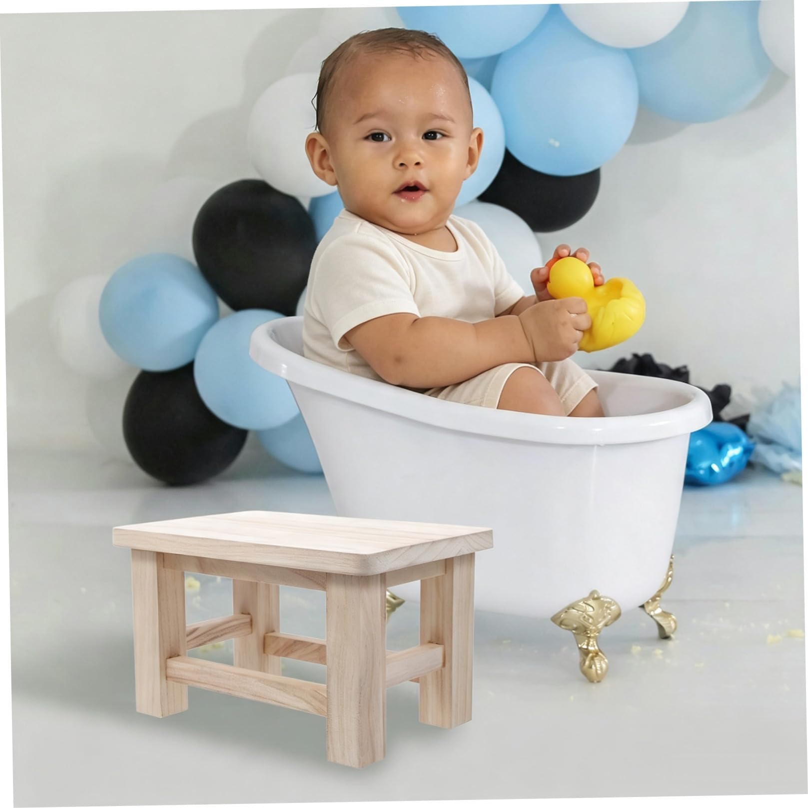 DOITOOL Taburetes Bajos Madera de Estilo Chino Compacto Superficie Lisa, Pequeño Taburete para Sentarse Adecuado Hogar en Madera Natural