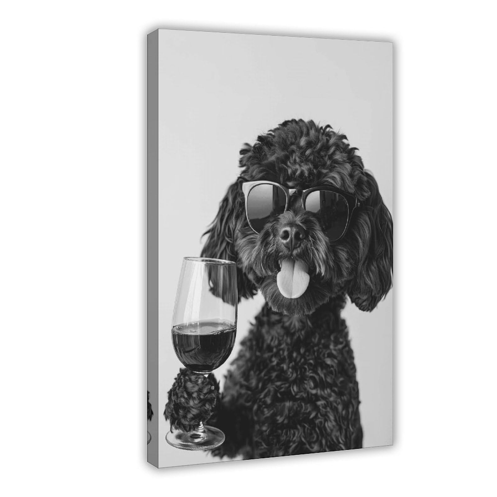 Wjwart Lack Cockapoo Drinking Wine Canvas Poster Wall Art Print Picture Paintings 08X12inch(20X30cm)