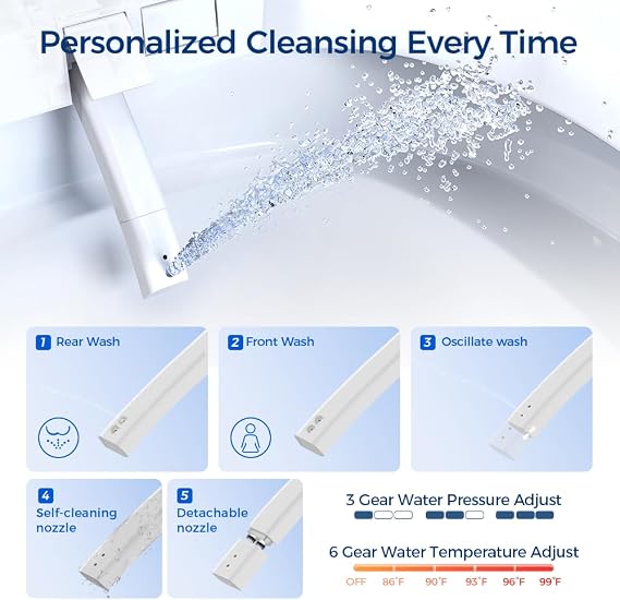 EPLO Smart Toilet,One Piece Bidet with Foam Shield,Auto Flush E16