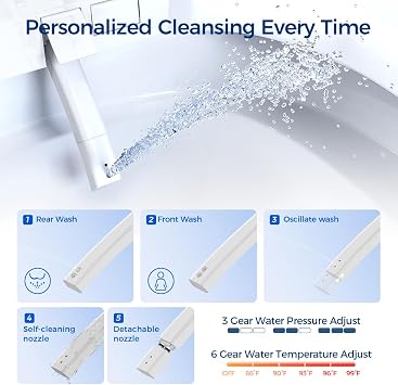 EPLO Smart Toilet,One Piece Bidet with Foam Shield,Auto Flush E16