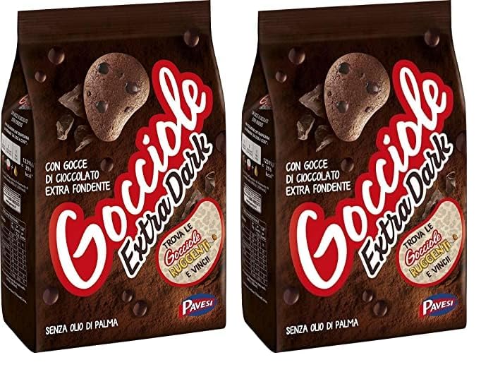 Pavesi Biscotti Frollini Gocciole Extra Dark con Cioccolato Fondente, 400g (Confezione da 2)