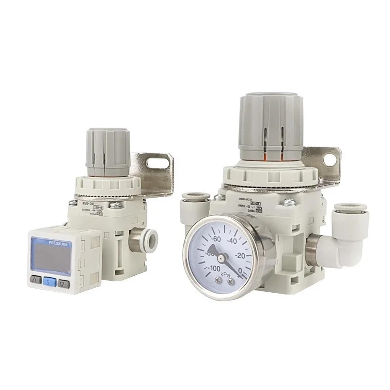 Regolatore di vuoto a pressione negativa IRV10/IRV20 Raccordi a gomito dritti con manometro Regolatore di pressione digitale(IRV10-C06B)