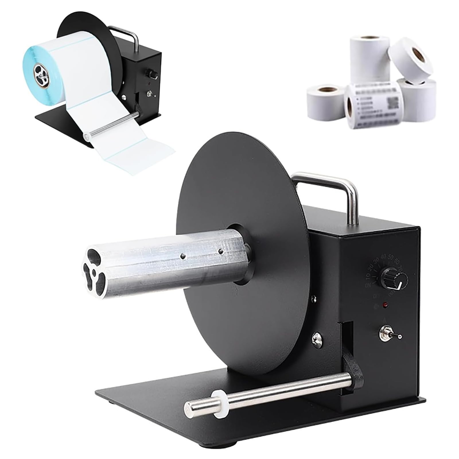 TsoLay Rébobinateur Automatique D'étiquettes, Machine De Rebondissement Bidirectionnel D'étiquettes, 1-8in / S Vitesse Réglable, Plage De Noyau 38 / 76mm, Idéal pour Les Étiquettes De Vêtements
