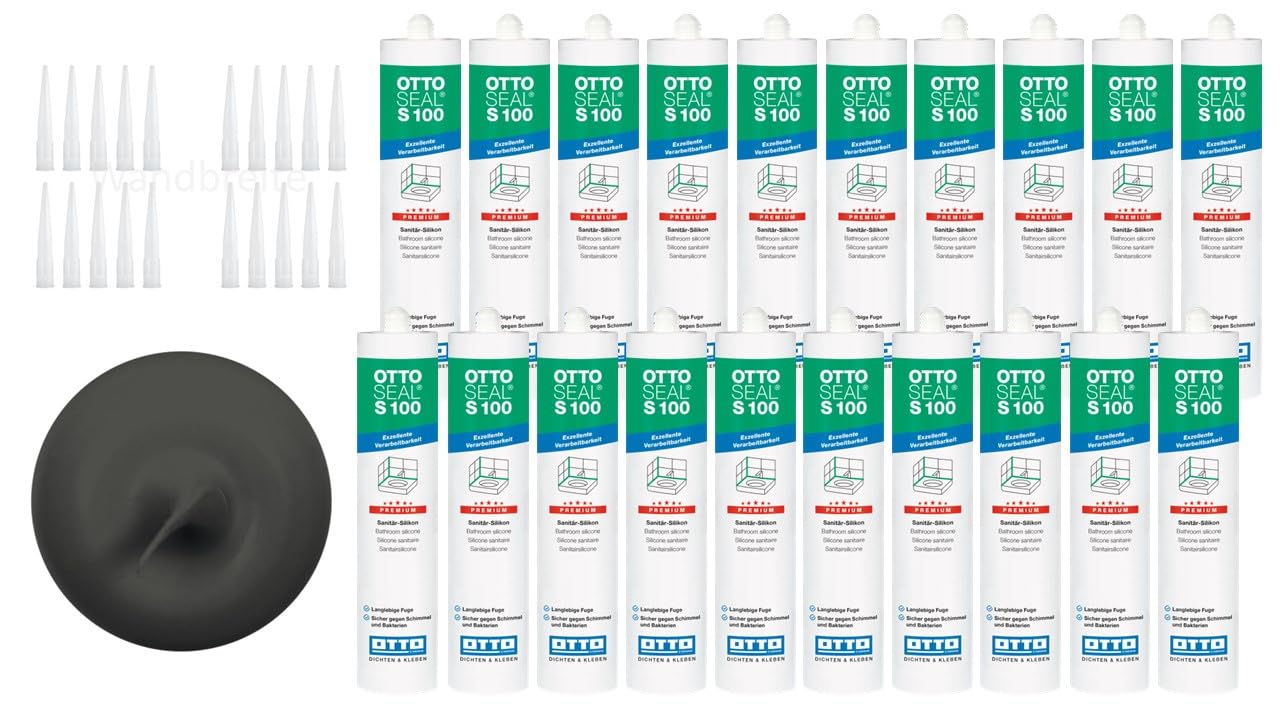 OTTOSEAL S 100 Premium-Sanitär-1K-Silikon Dichtstoff matt auf Acetat Basis Otto Chemie 20er Set (20x matt anthrazit C8683)