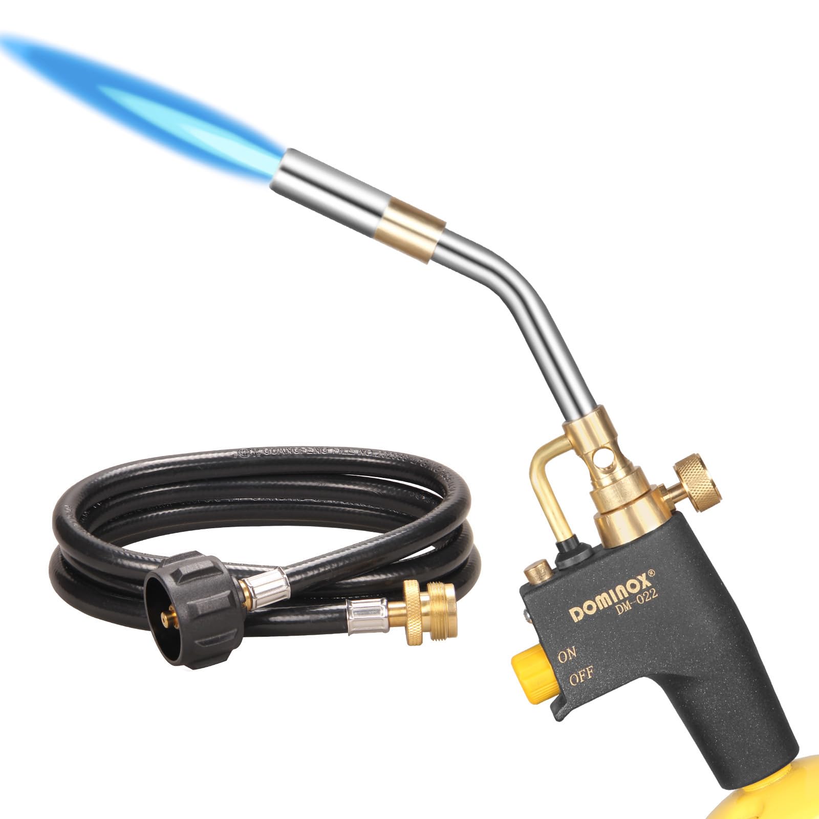 Torcia a propano ad alta intensità con tubo da 1,5 m, torcia a gas per propano, mappa e serbatoio Mapp, kit testa torcia a propano, torcia a gas Mapp per accendere, cucinare, saldare (non