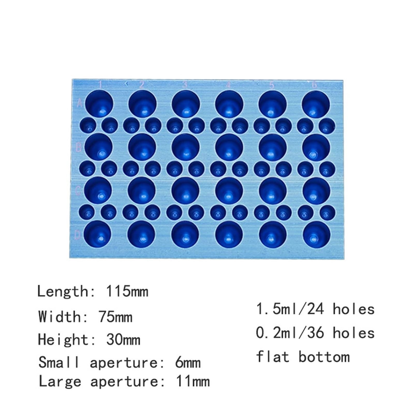 Gradilla Para Tubos De Centrífuga Caja de hielo de aluminio, bloque de tubo centrífugo de 0,2/2ML, termostato de baja temperatura, módulo de congelación multiusos preenfriado | 1.5mlx24 holes