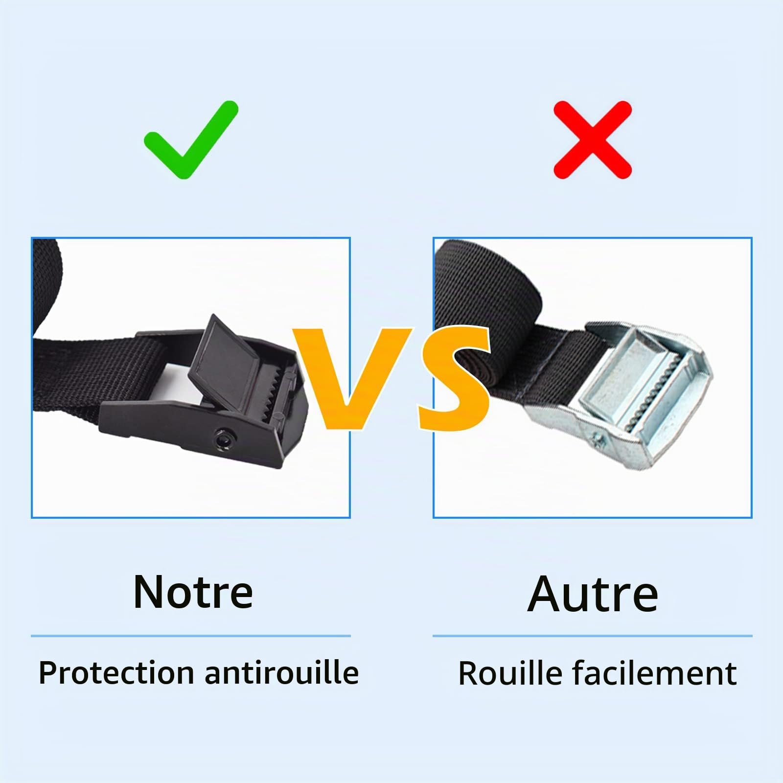 RIO Direct Lot de 10 Sangles d'arrimage Courtes de 50 cm pour Porte-vélos, avec Boucle de Serrage, Petites Sangles d'arrimage, pour vélo, Diable, Moto, Bagages