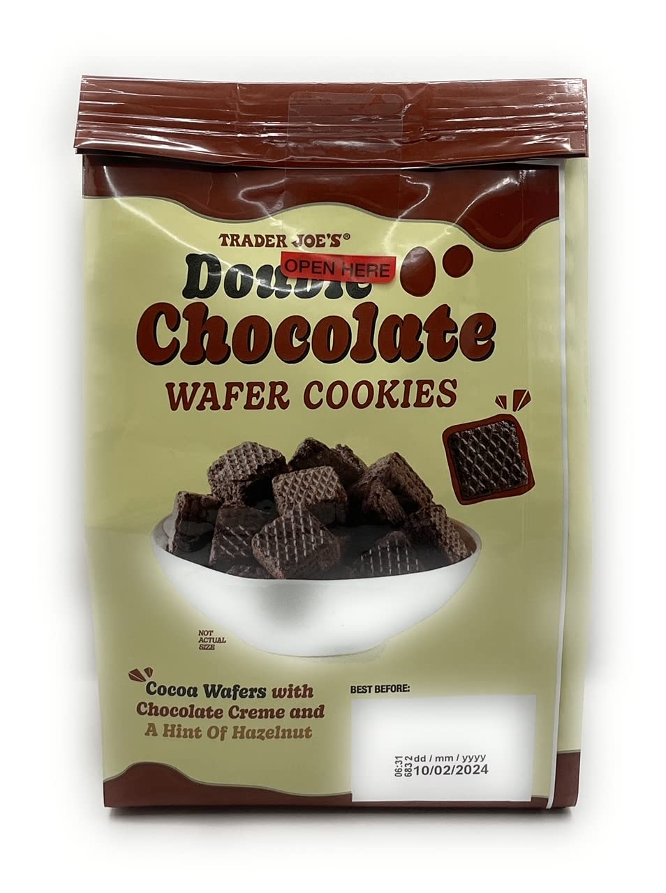 Trader Joe's Double Chocolate Wafer Cookies 8.8 Oz (Pack of 1)