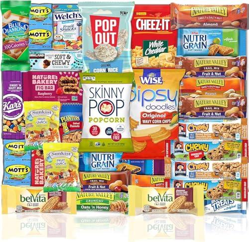 Blue Ribbon Easter Healthy Snacks Care Package (30 Count) Discover a Whole New World of Healthy Snack Variety Women Men Teens Gift Basket for Easter