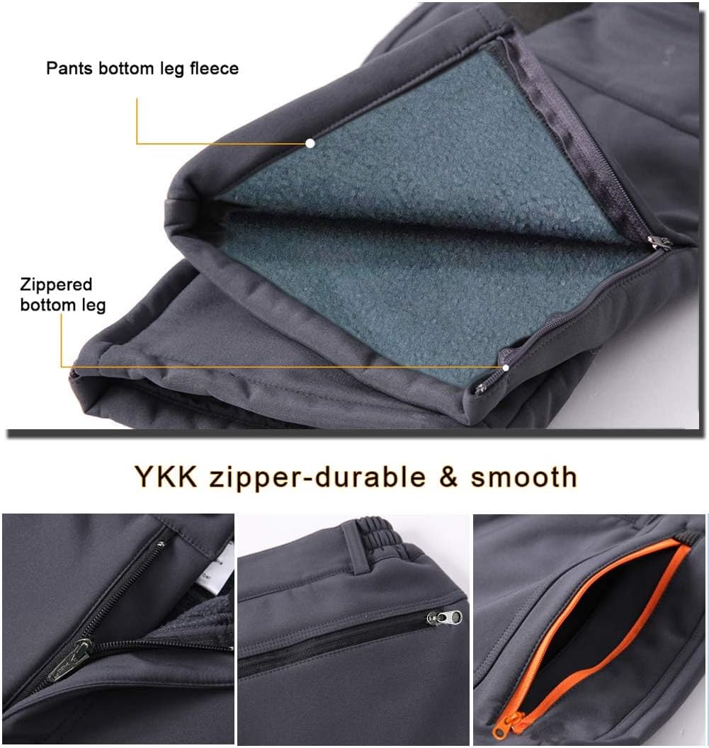 Gash Hao Mens Snow Ski Waterproof Softshell Snowboard Pants Outdoor Hiking Fleece Lined Zipper Bottom Leg - Image 5