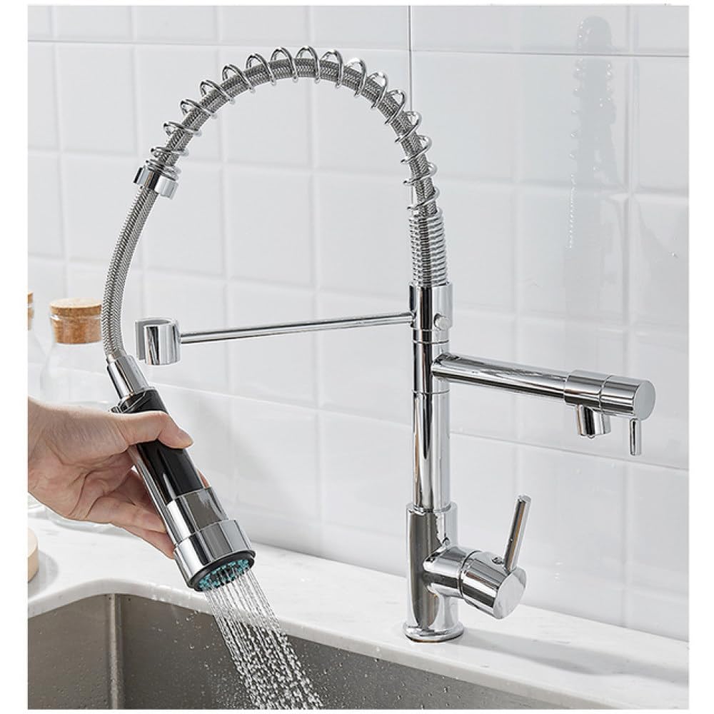 Robinet d'évier de cuisine anti-éclaboussures avec douchette extractible flexible