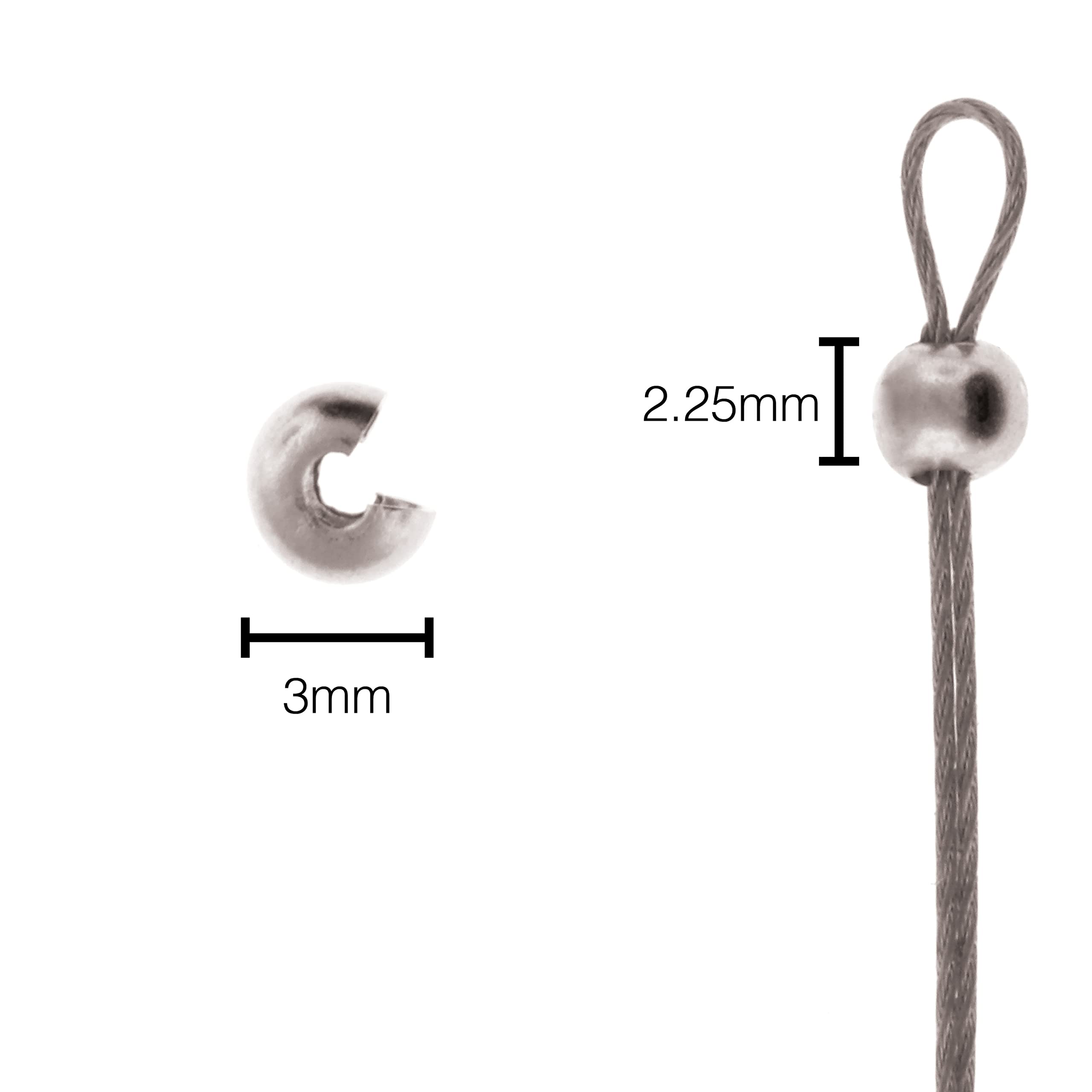 The Beadsmith Quetschperlenabdeckungen - glatte runde Form, halb offen, versilbert, 3 mm Durchmesser, 144 Stück - Zubehör für die Schmuckherstellung zum Abdecken und Schutz von Quetschperlen