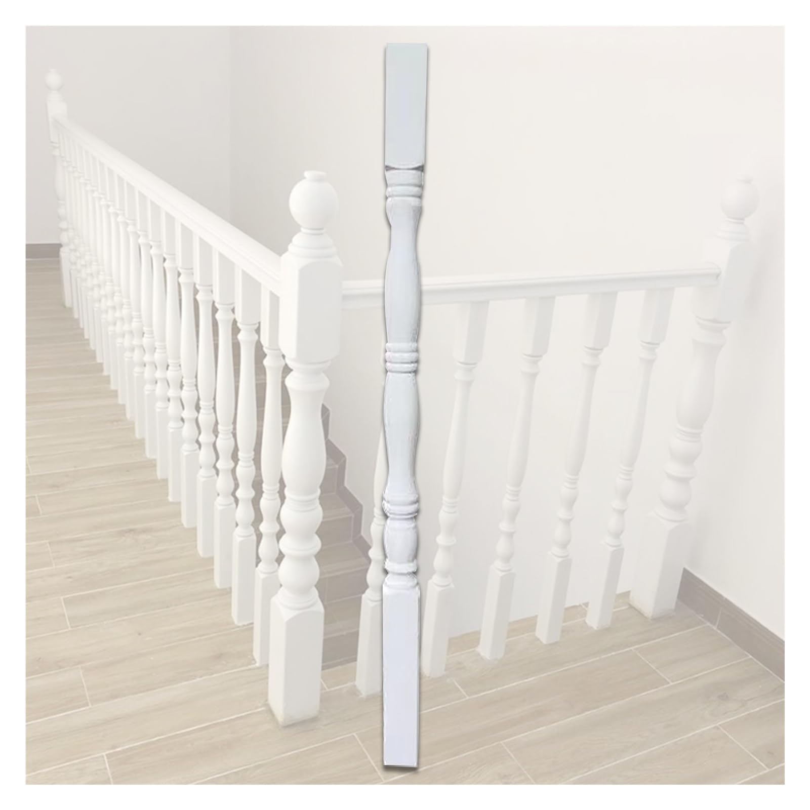 Białe drewniane wewnętrzne słupki tralki zestaw obrotów balustrad regulowany 270 mm/słupy tralki do korytarza, odpowiednie dla willi, loftów, apartamentów, żłobków, re