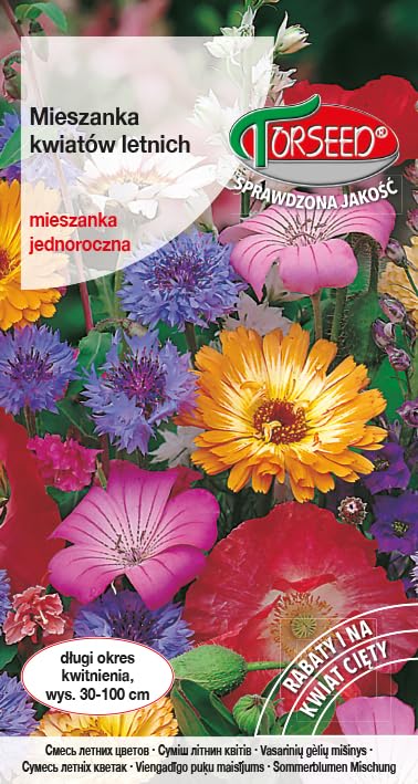 Mieszanka żywych kwiatów letnich - długo kwitnące rośliny jednoroczne, idealne do ogrodów i bukietów, wysokość 30-100 cm (5 g)
