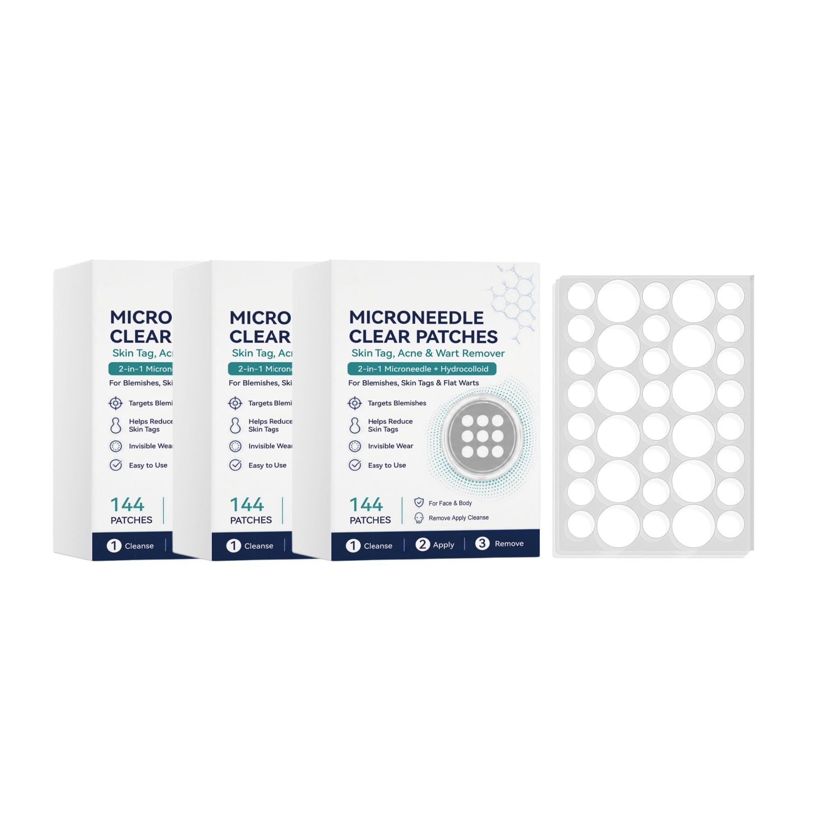 2-in-1 Trasparente Microneedle Hydrocolloid Acne Patches144 Assorted Pieces