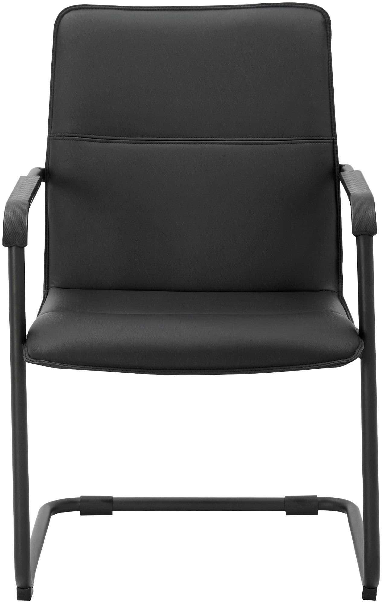 CLP Set di 2 sedie a sbalzo con braccioli Seattle, sedie da Pranzo Moderne rivestite in Similpelle, Telaio Cromato, Colore:Nero/Nero