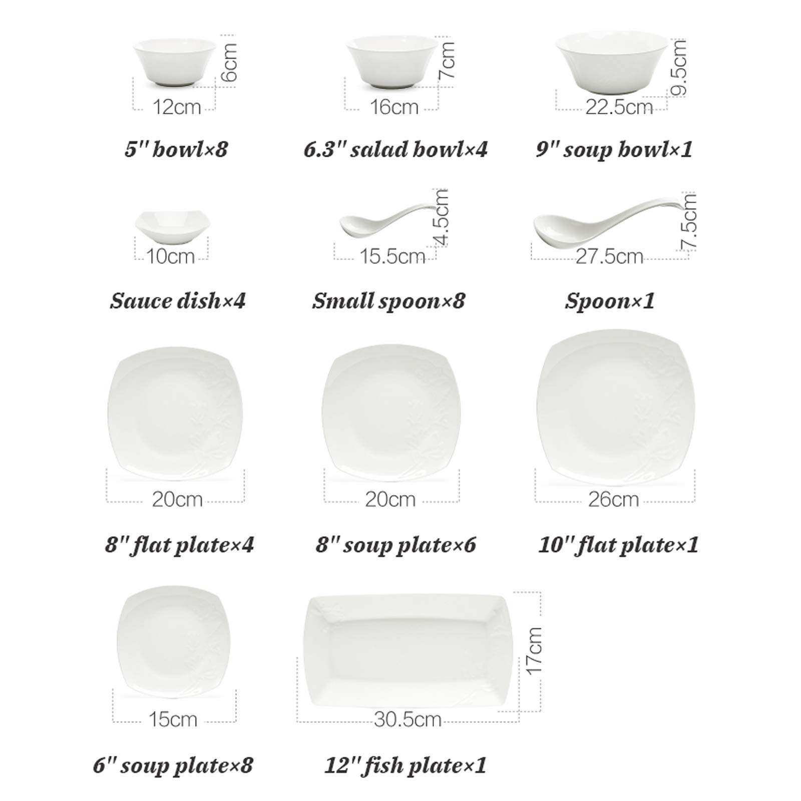 Ceramiczny zestaw zastawy stołowej, eleganckie porcelanowe talerze i miski do jadalni i na prezent