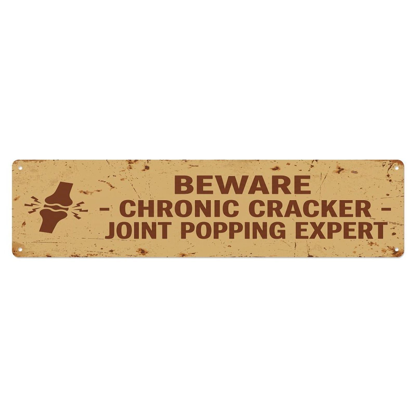 Olhnbad 4X16inch(10X40cm) Vintage Funny Beware Chronic Cracker Warning Metal Tin Sign