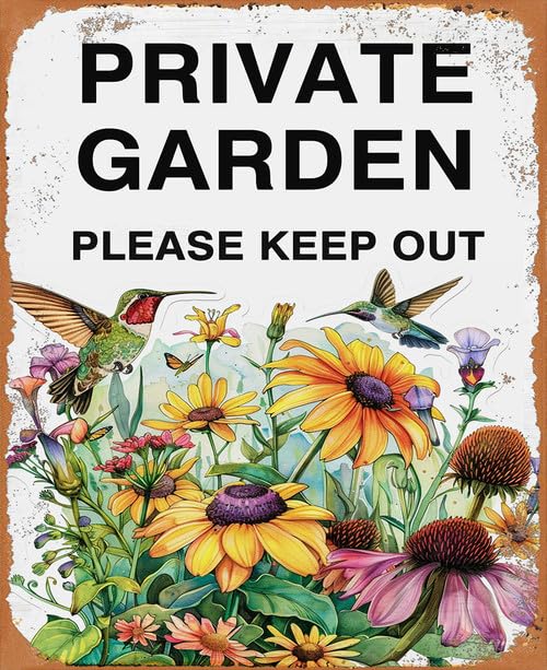 Private Garden Signs, Please Keep Out Aluminum Sign, Private Garden Sign, Do Not Enter, No Trespassing, Sturdy Aluminum Rust Free Home Indoor Outdoor Decor 14x20 CM