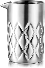 Nicunom 540ml Cocktail Mixing Glass, 304 Stainless Steel Martini Stirring Glass, Double Walled Bar Mixing Pitcher, Seamless Glass Shaker with Weighted Bottom, Mixing Glass for Bartenders