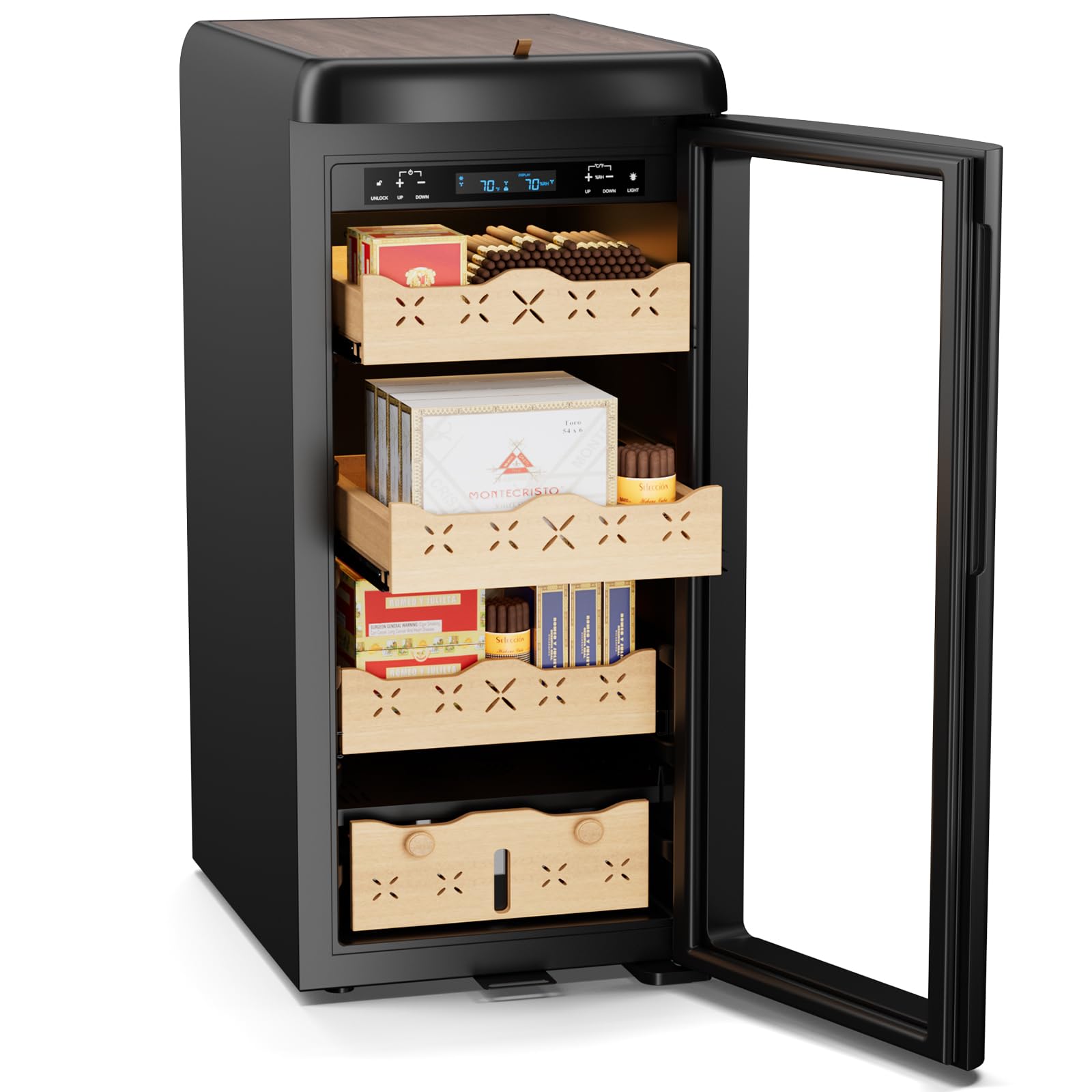 Lioncho 115L Intelligent Temperature & Humidity Adjustable Electronic Refrigerator Cabinet (900 Counts Capacity), Digital LCD Display, Stainless Steel Lockable on Fridge.com
