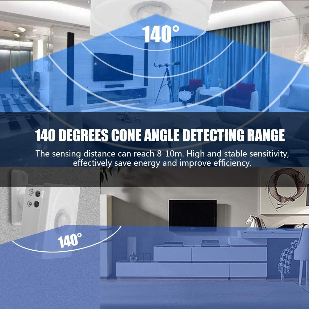 Klanata 12V Infrared PIR Motion Sensor Light Switch, 140° Wide View Angle with 3~5m Sensing Distance, Automatic On Off Wall Switch for Outdoor Sidewalks, Gardens, and Pathways