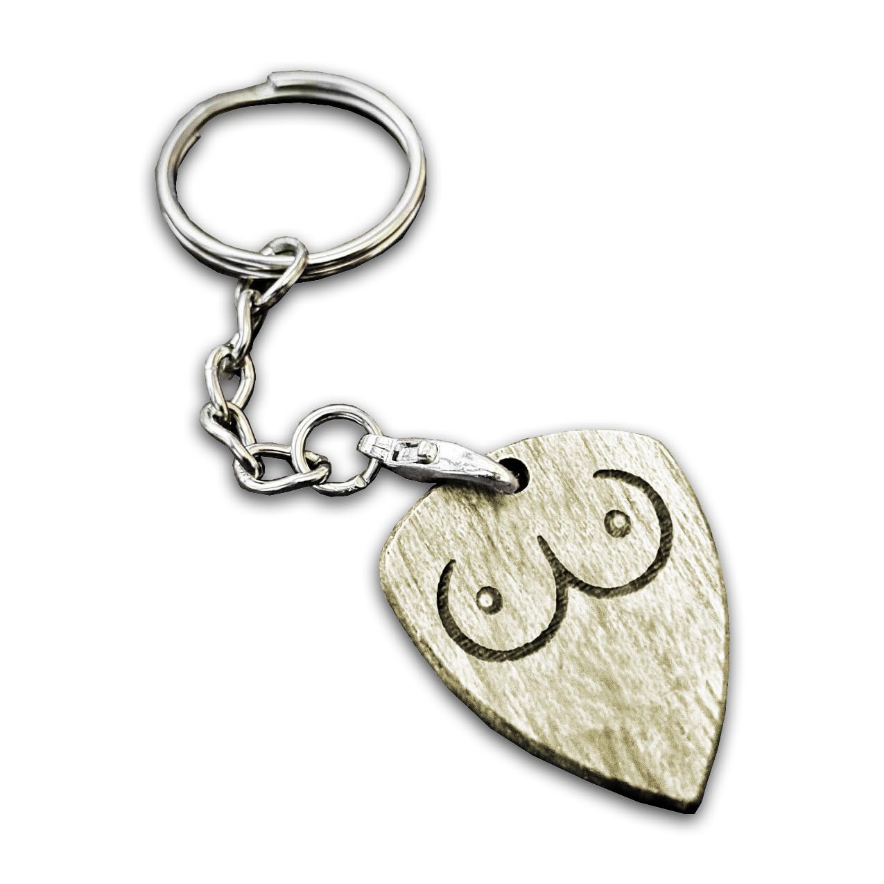 Dick Pick Brown Tit Picks - The Natural And Firm, Perfectly Formed Guitar Pick Plectrum Keyring (Olive Wood)