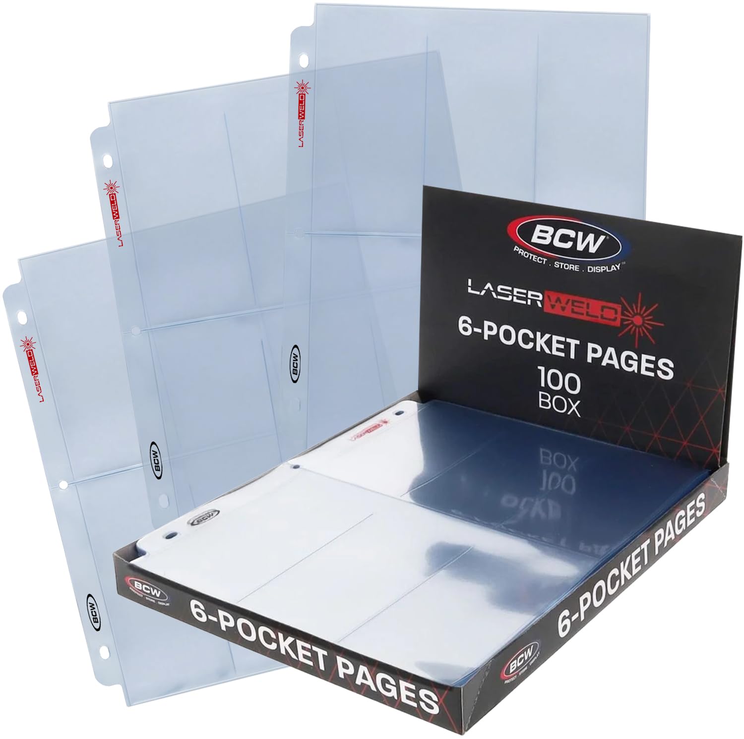 BCW LaserWeld® 6-Pocket Pages | 100 Pack | Trading Card Binder Pages for Tall Boy & Widevision Cards | Acid-Free, PVC-Free, Laser-Welded | Card