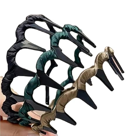 3PCS Retro High Skull Pearl Headband Reversible Headband with Teeth High Cranium Headbands for Women