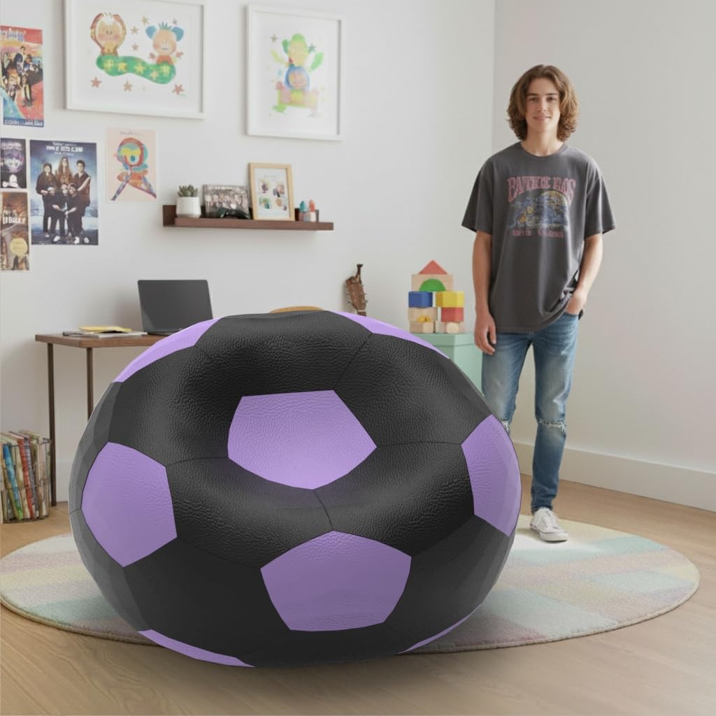 Bean Bag Chair Cover | Size: 3XL | Color: Black Lavender | Without Beans | Premium Leatherette Cover (CMF 1539)-image-16