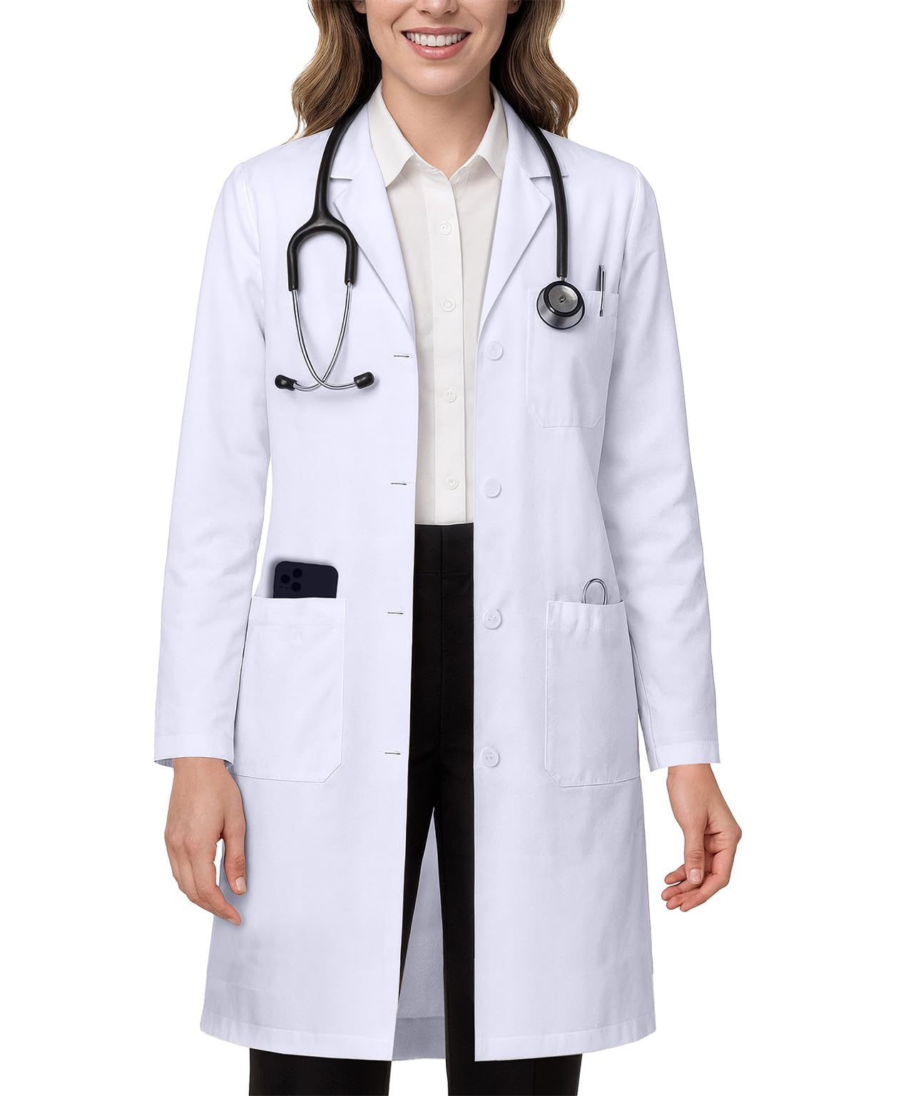 White Lab Coat for Women with Side-Slit Access Small (Pack of 1) White