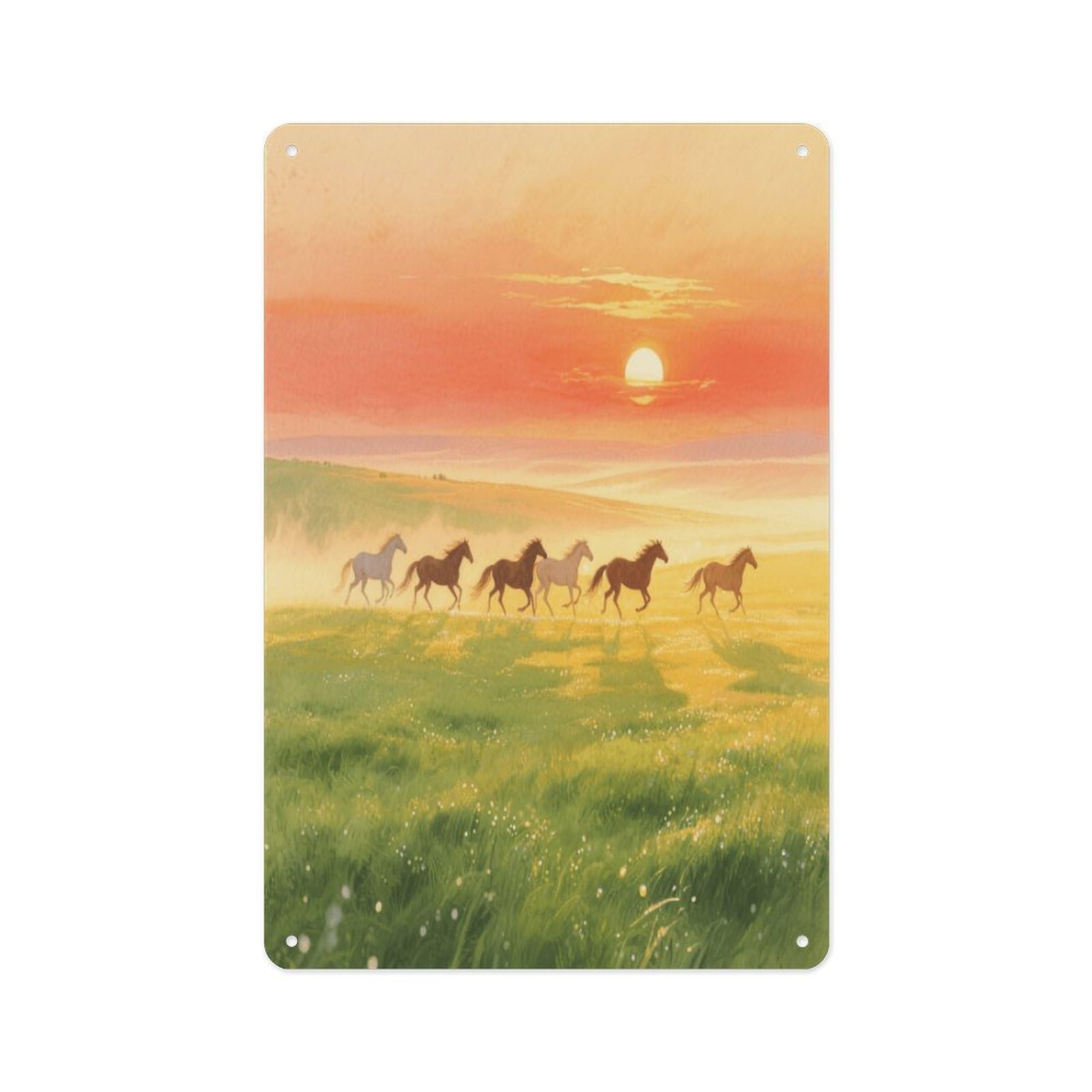 Fekiloot Style Grassland At Dawn Wall Decor Metal Signs Tin Signs Poster