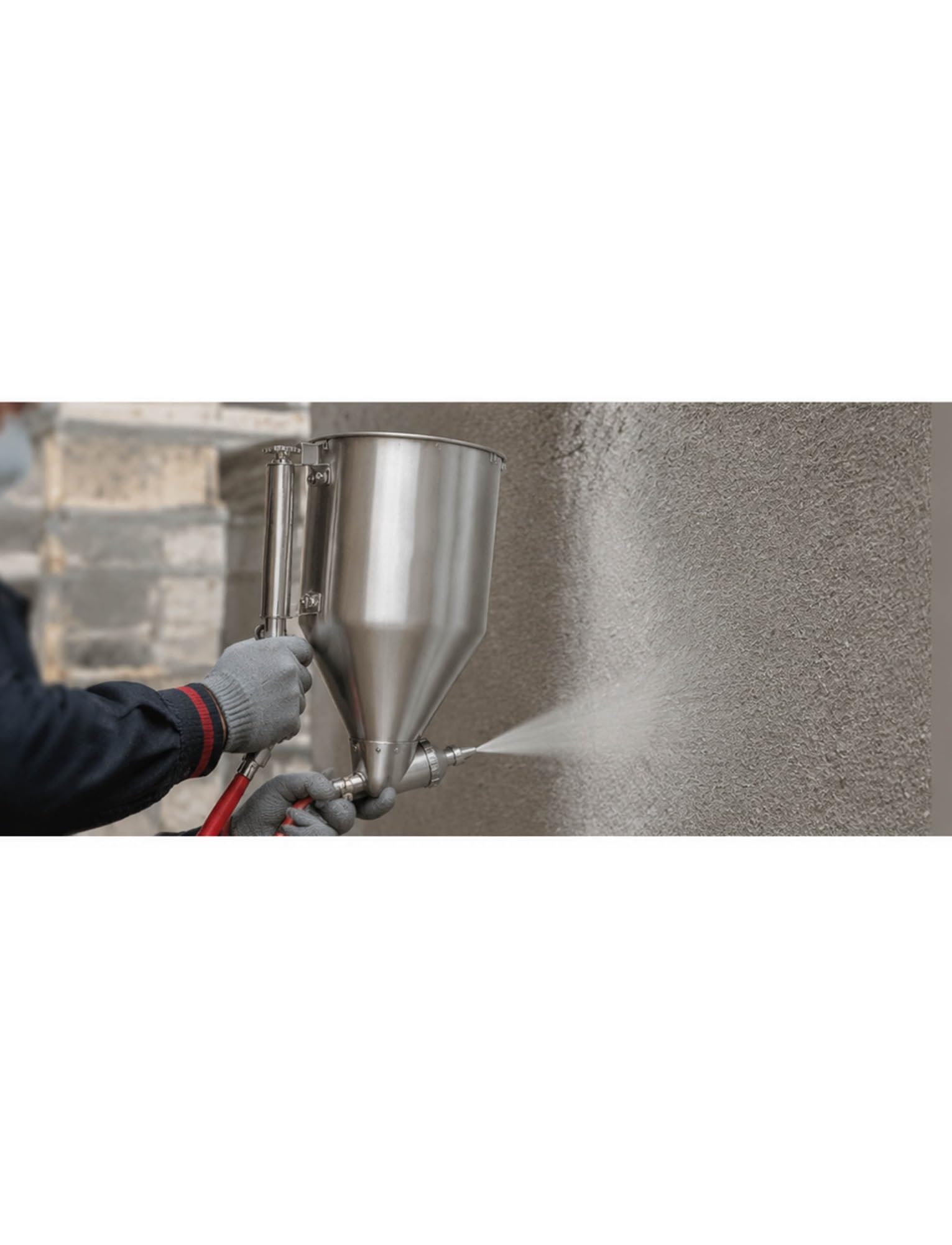 Pistolet pulvérisateur pneumatique pour mortier de ciment - Grand alésage avec trémie pour mastic épais, pâte et revêtement mural - Idéal pour les applications de stuc et de plâtre