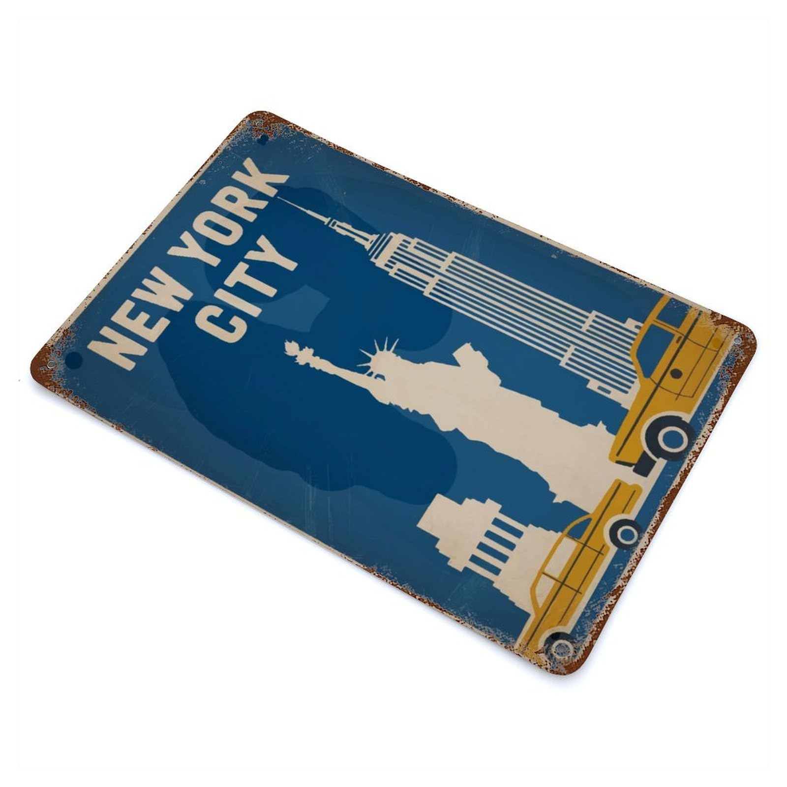 New York City Vintage Vintage Metal Tin Sign 11.8"x7.9", Old School Wall Decor for Living Room, Hallway And Home Decor