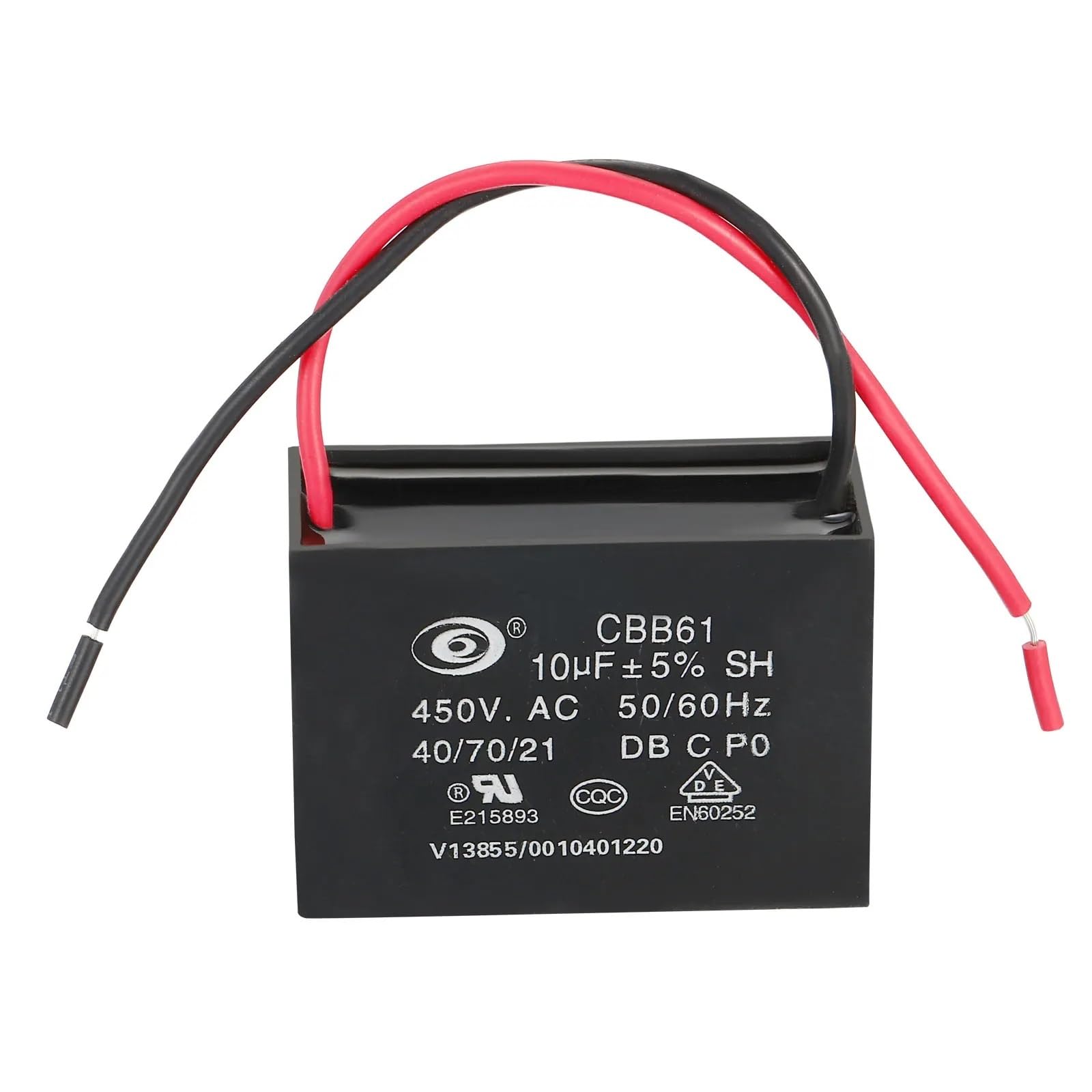 5/10 Uds AC 450V 0,47 uF-10uF CBB61 condensador de ventilador de techo 50/60HZ con 2 cables for condensadores de funcionamiento de estrella del Motor del ventilador del aire acondicionado(5Pcs 5uF)