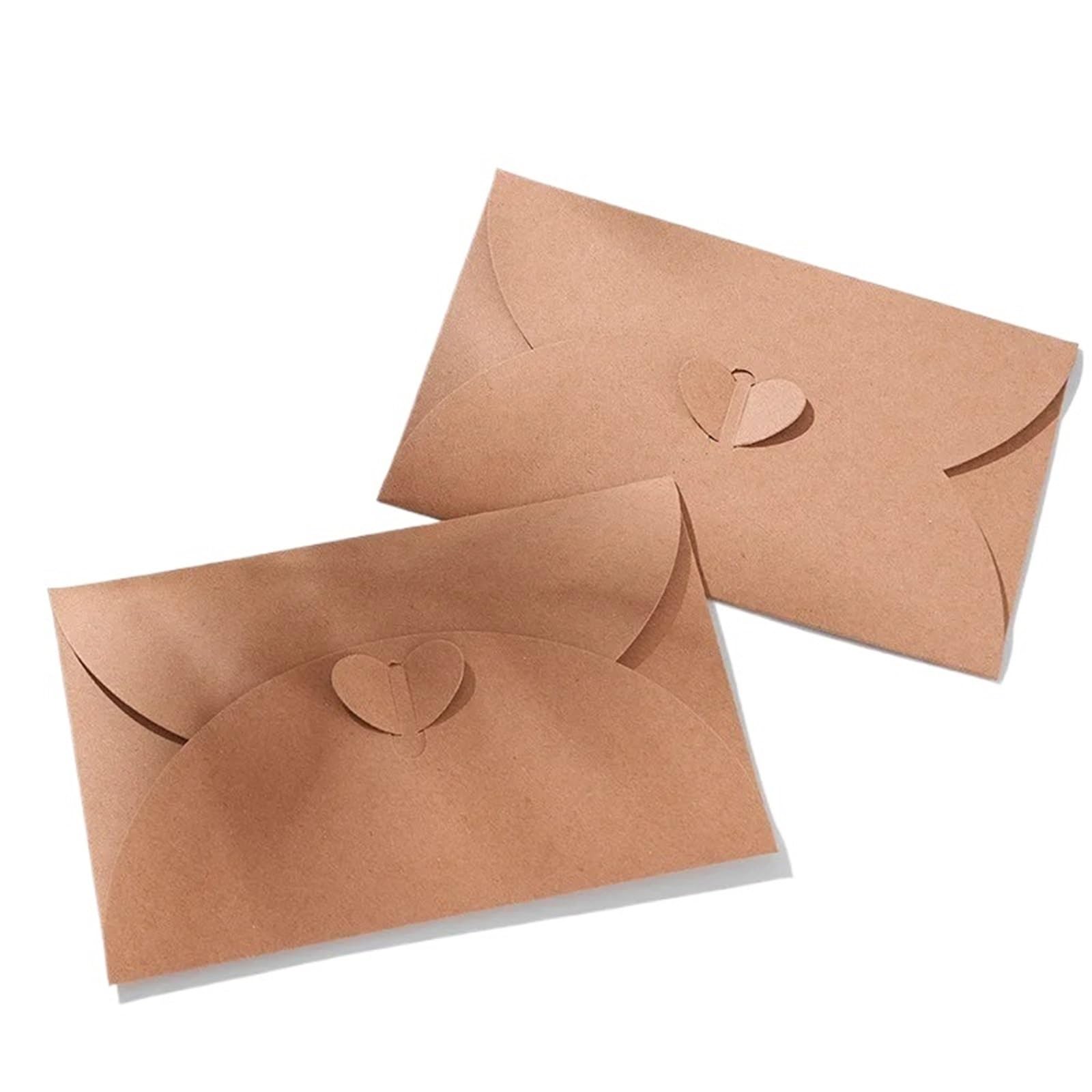 Lot de 20 enveloppes rétro en papier kraft avec boucle d'amour pour cartes postales (20 pièces, 110 x 175 mm)