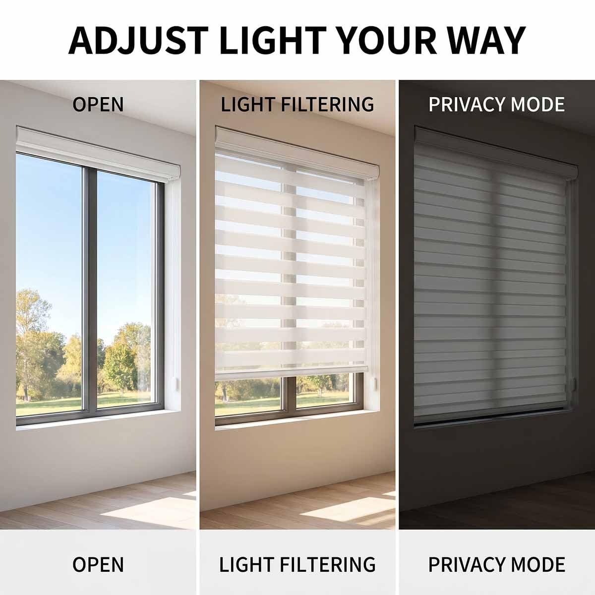 Estores Cebra Noche Y Día con Doble，Estor Térmico Opaco, Cortina Cebra Protección Solar，Persianas Enrollables Interior para Ventana Translúcido Y Oscurecido Privacidad(Gris,W150xH100cm)