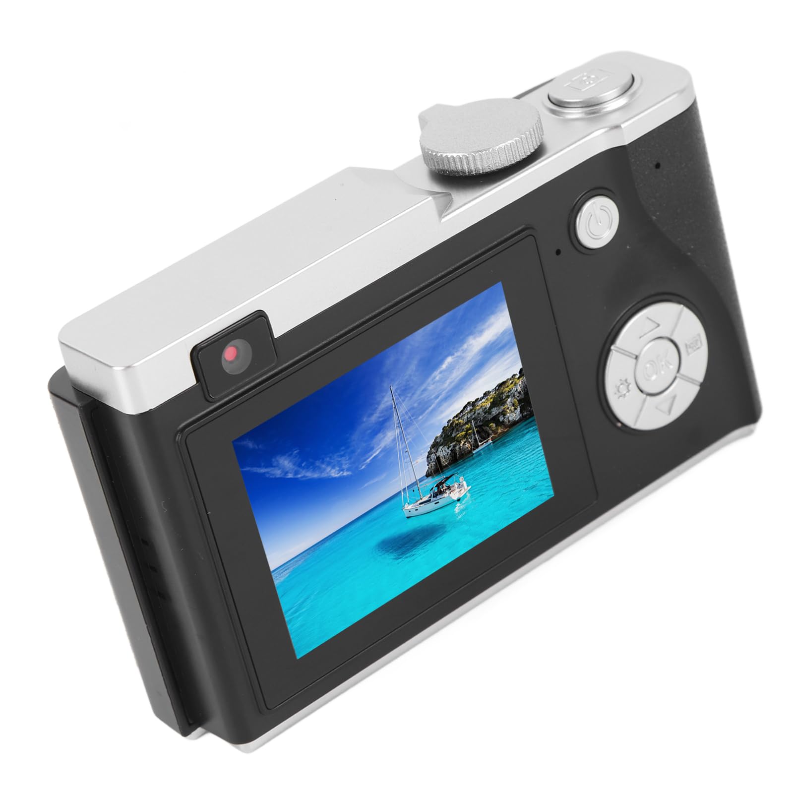 Fotocamera Digitale Fotocamera CCD Vintage 4K 64MP Schermo IPS da 2,4 Pollici Zoom Digitale 16X Luce di Riempimento Webcam USB C Ricarica per Giovani (64 GB)