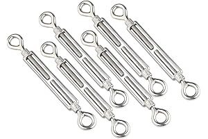 M4 Turnbuckle Eye & Eye 6 Pack, Durable 304 Stainless Steel Turnbuckles for Maximum Tensioning