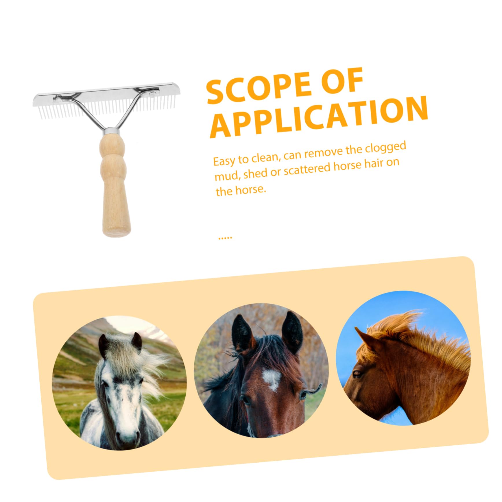 BESPORTBLE 3 Piezas Peine de mascotas de mango de madera juguete indestructible para perros enrejados paseo Herramienta de limpieza para equinos cepillo de limpieza peine para caballos Metal