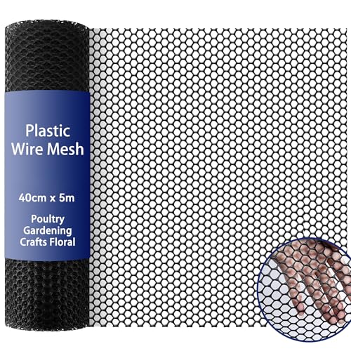 Garden Plastic Mesh Fencing (40cm x 5m) - Black Chicken Wire, Gar...