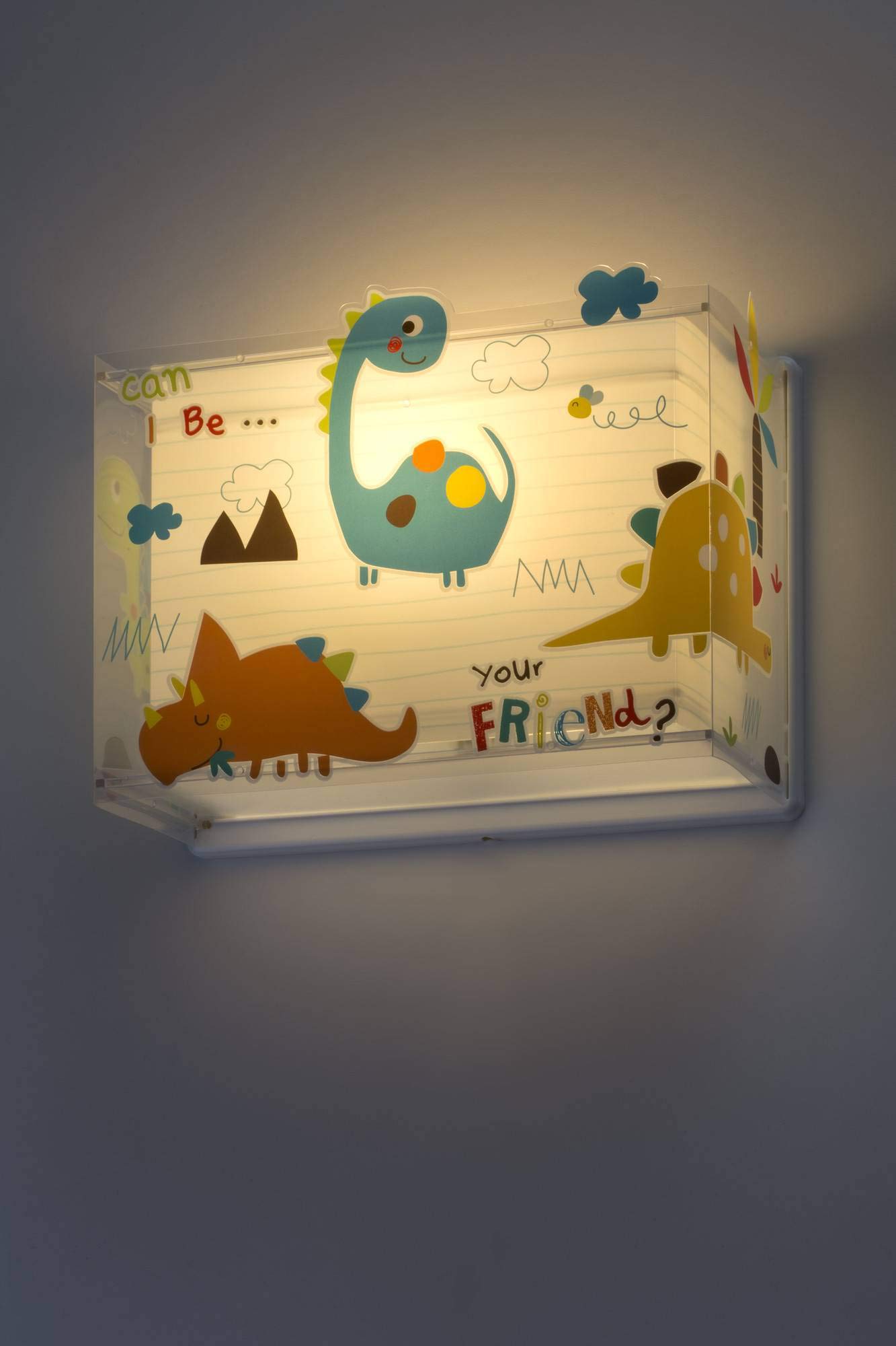 Dalber - Lampada da parete E-27, Dinosauri, Multicolore, 31 x 13 x 23.5