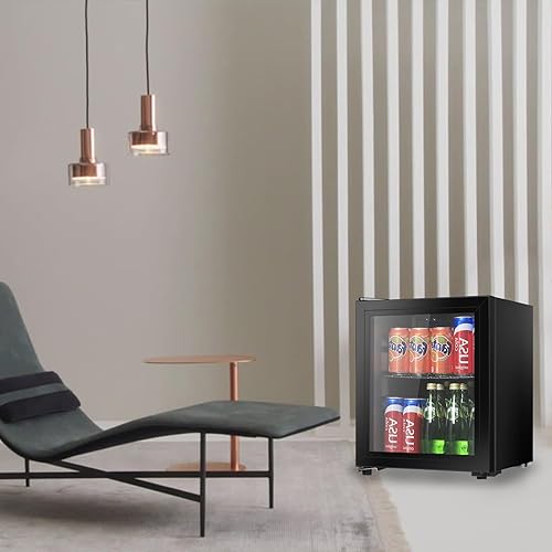Miniatura 6 de Refrigerador de bebidas, 1.3 pies cúbicos, mini refrigerador con puerta de vidrio para cerveza de soda, enfriador de bebidas independiente para
