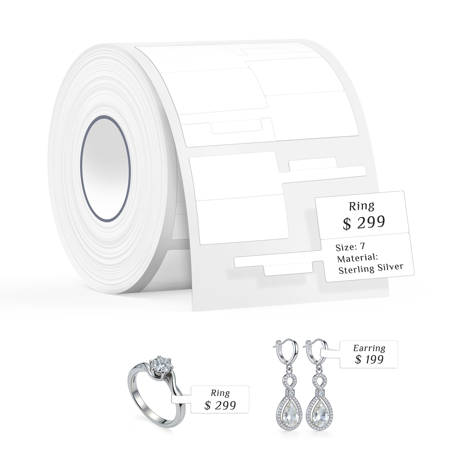SUPVAN T50M Series Label Maker Tape, Jewelry Label 24mm x 25mm+25mm, White