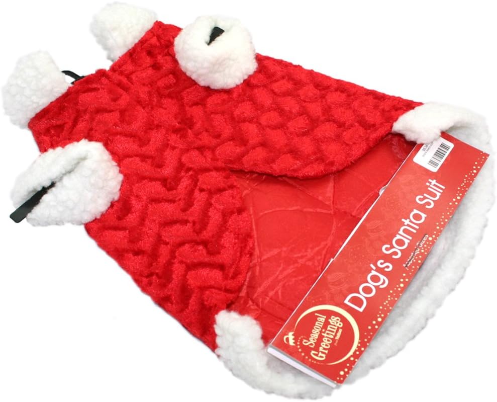 LUXURY PET DOG SANTA SUIT CHRISTMAS COAT OUTFIT COSTUME FANCY DRESS