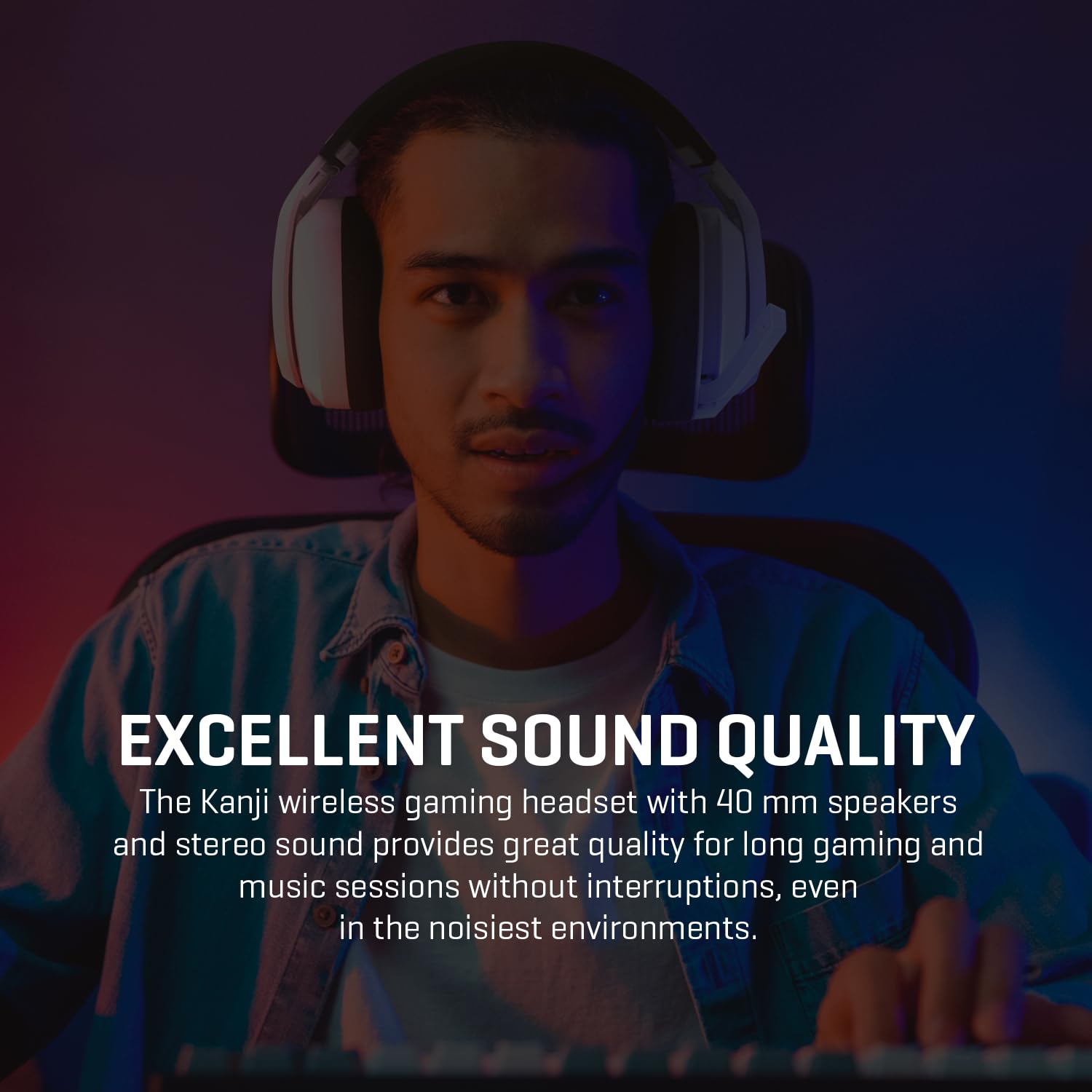 KROM Kanji –Auriculares Gaming Inalámbricos con Triple Conectividad (Bluetooth 5.3, 2.4GHz y Jack 3.5mm), Altavoces 40mm, Micrófono Integrado, Diseño Ultra-Ligero 180g, PC, PS5, Xbox, Switch, Blanco — view 8
