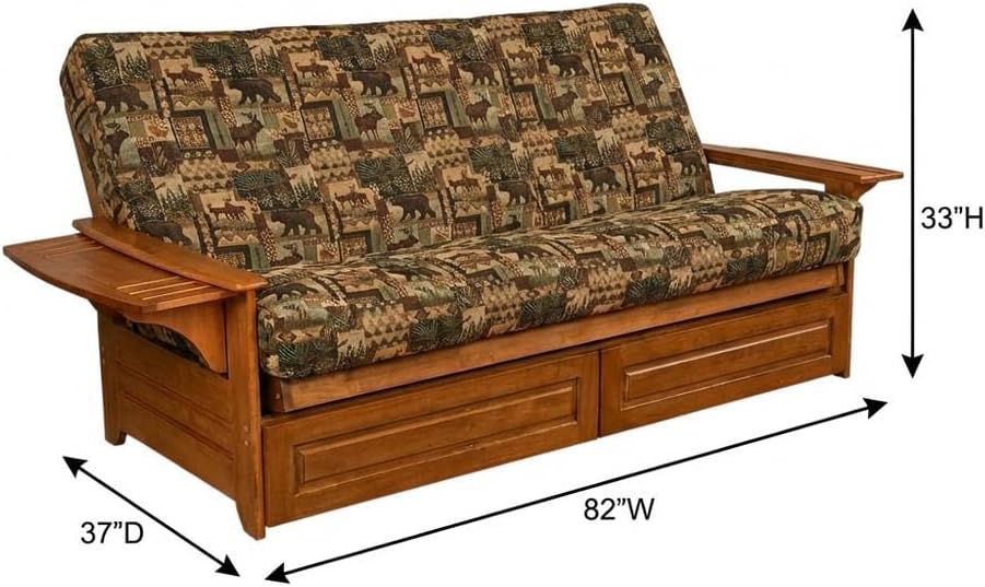 Starlight Canyon Home Brown Futons with Polyester Cotton Fabric, Sturdy Frame, Comfortable Seating, Modern Lounge, Home Office or Guest Room Furniture