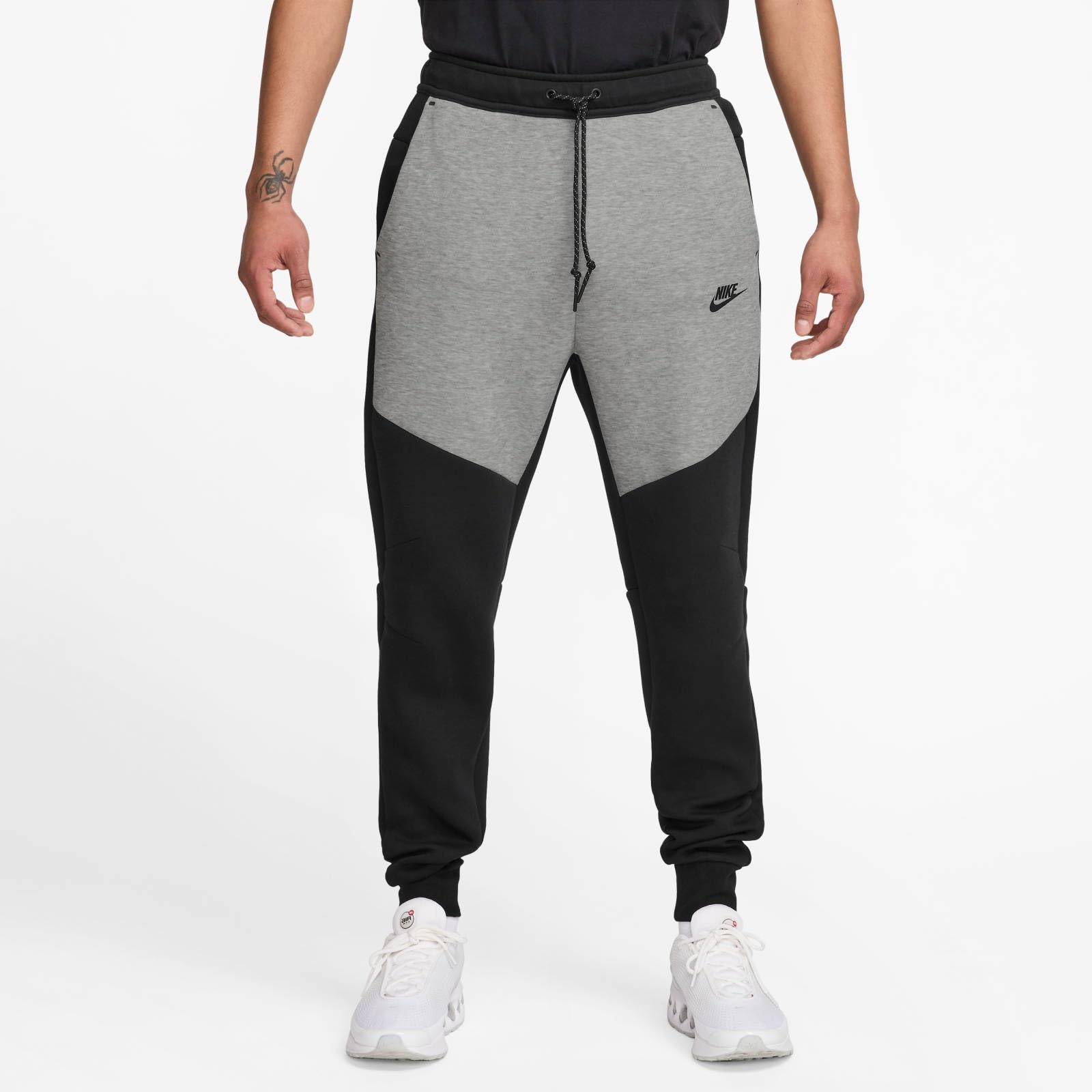 Nike Tech - Pantaloni da Jogging da Uomo in Pile (HV0959-011, Nero/Grigio Scuro mélange/Nero)
