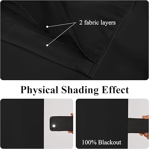 Miniatura 2 de PONY DANCE Cortinas 100% opacas, cortinas gruesas de doble capa de bloqueo de luz, cortinas de reducción de ruido con aislamiento térmico para