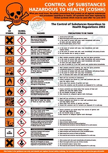 COSHH STICKER (200mm x 300mm) Self Adhesive Vinyl The clearest Coshh Cupboard Safety Sign. Health and safety signs